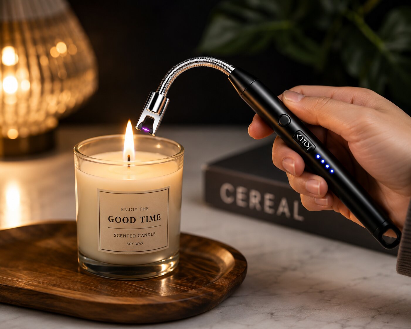 USB Rechargeable Electric Arc Candle Lighter with Flexible Neck – Black image 3